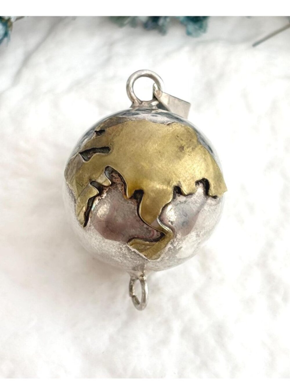 Mexican Earth | World Brass & Sterling Silver 925 Vintage Circa 1960's Pendant